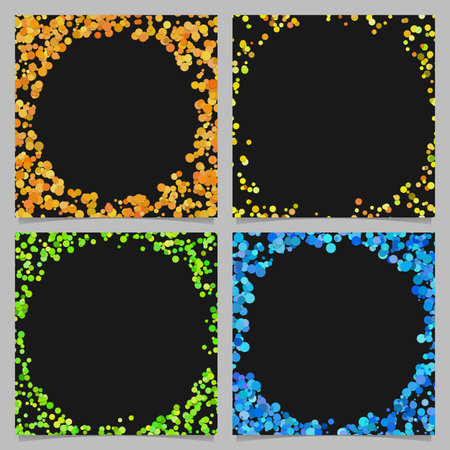 Colored abstract round border background design set with dotsのイラスト素材