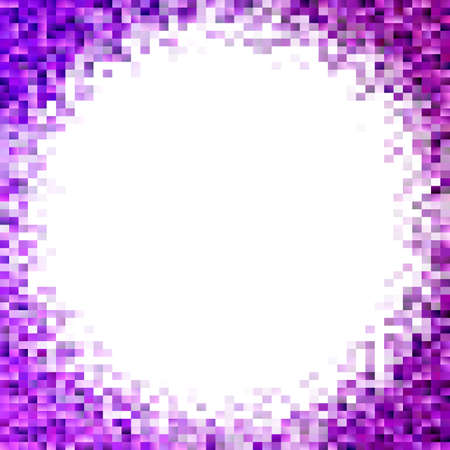 Abstract mosaic rectangle background, digital vector graphic from purple gradient rectangles with blank space in the middle.のイラスト素材