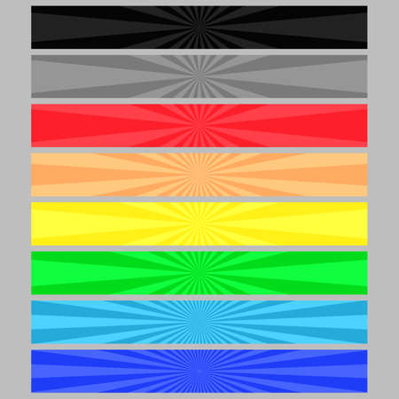 Abstract colored ray burst web banner background setのイラスト素材