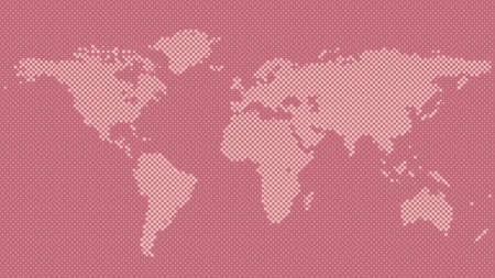 Halftone world map background - vector graphic design with dotsのイラスト素材