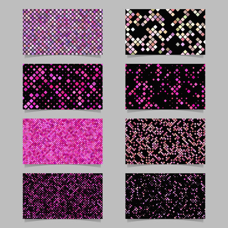 Geometrical card background set - vector template designs with diagonal pink square pattern