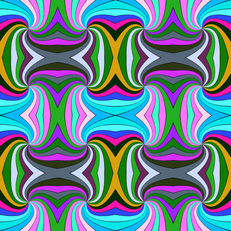 Colorful abstract hypnotic seamless striped vortex pattern background design - vector illustration from swirling raysのイラスト素材