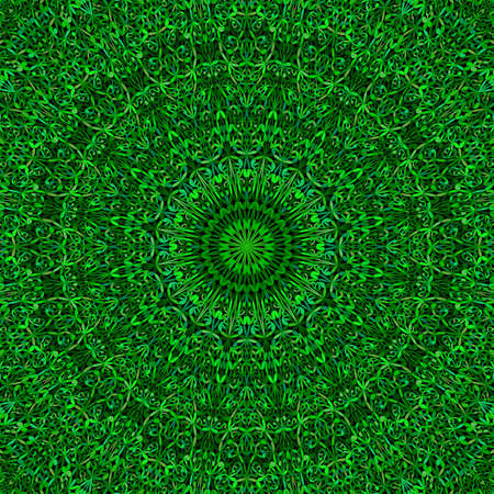 Green botanical kaleidoscope mandala pattern wallpaper design - oriental abstract vector meditation background graphicのイラスト素材