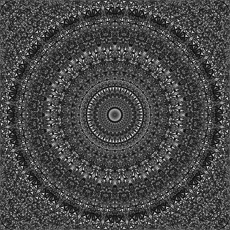 Grey abstract seamless curved triangle mosaic kaleidoscope mandala pattern wallpaper - geometrical vector background illustrationのイラスト素材