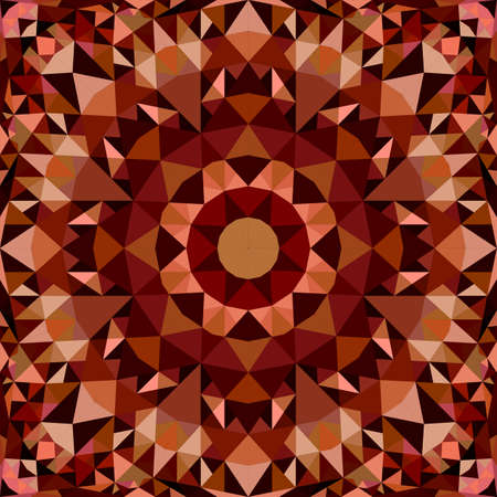 Brown abstract seamless triangle mosaic tile kaleidoscope pattern wallpaper - symmetrical vector background graphic designのイラスト素材