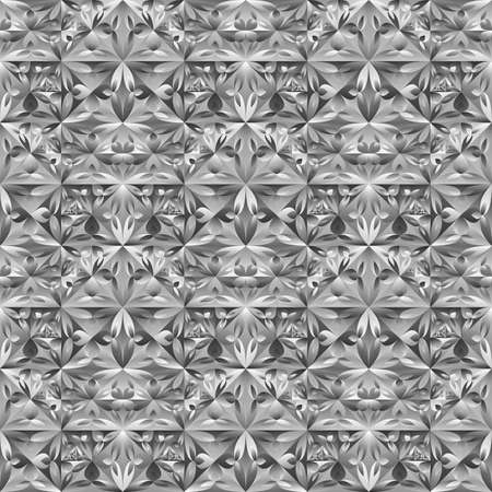 Abstract geometrical polygonal mosaic floral pattern background - gradient seamless grey vector graphic designのイラスト素材