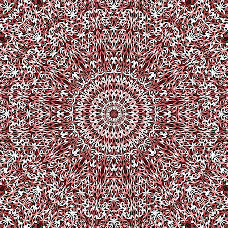 Pink floral kaleidoscope mandala background - abstract geometrical vector ornament wallpaper illustrationのイラスト素材