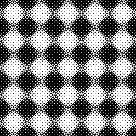Monochrome seamless square pattern background - abstract black and white vector illustration from diagonal squaresのイラスト素材