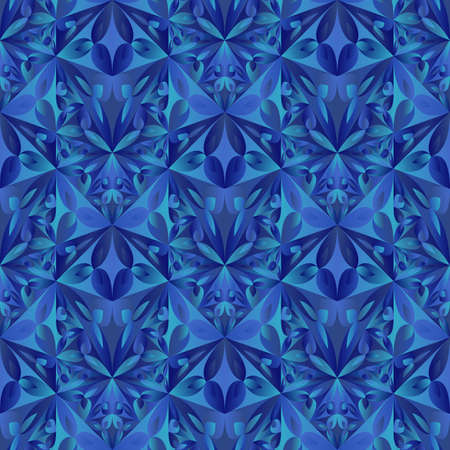 Seamless abstract floral mosaic pattern background - blue polygonal vector designのイラスト素材
