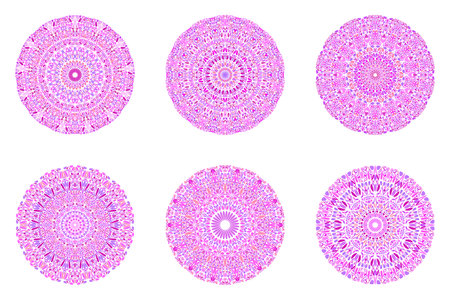 Circular abstract round geometrical botanical ornament mandala set