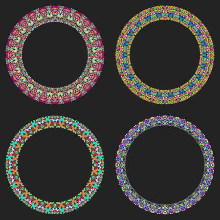 Set of 4 gravel mosaic round borders - design elementsのイラスト素材