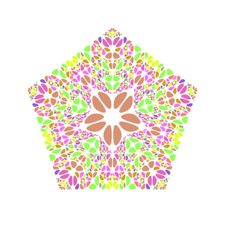 Geometrical colorful abstract petal ornament pentagon symbol template
