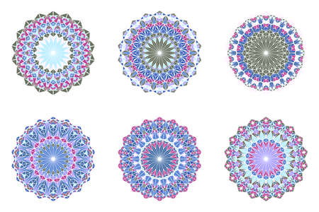 Colorful ornate polygonal mosaic mandala logo setのイラスト素材