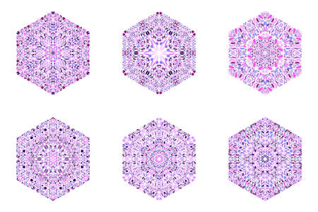 Ornate geometrical abstract flower hexagon symbol template setのイラスト素材