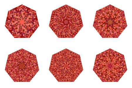 Abstract geometrical isolated tiled mosaic heptagon symbol setのイラスト素材
