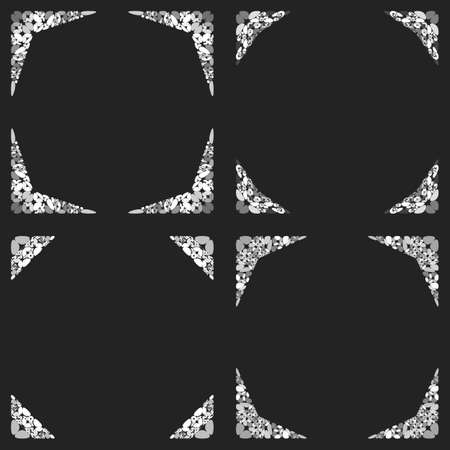 Curved stone mosaic page corner design setのイラスト素材