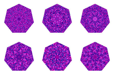 Geometrical isolated tiled mosaic heptagon logo template setのイラスト素材