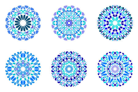Round abstract colorful stone mandala logo setのイラスト素材