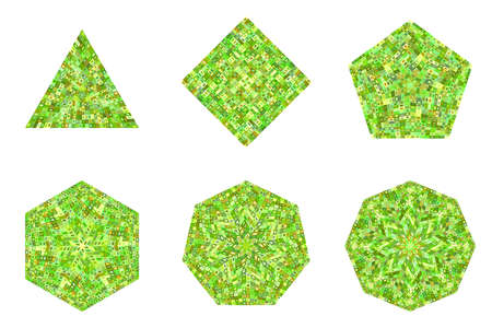 Abstract isolated geometrical mosaic polygon shape setのイラスト素材
