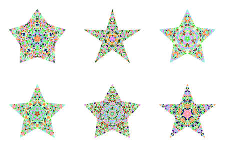 Abstract isolated tiled mosaic ornament star symbol setのイラスト素材