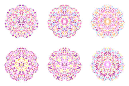 Round abstract geometrical floral mandala logo setのイラスト素材