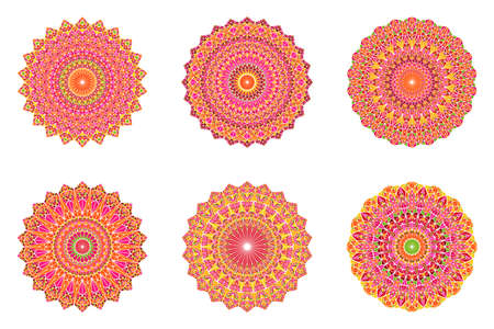 Round geometrical abstract ornate triangle tile pattern mandala setのイラスト素材
