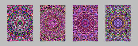 Colorful abstract botanical garden mandala pattern card background design setのイラスト素材