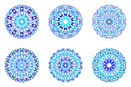 Geometrical round ornate abstract colorful petal mandala logo setのイラスト素材