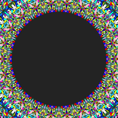 Round floral frame design - vector border graphic elementのイラスト素材