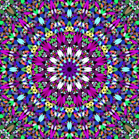 Colorful floral mosaic mandala pattern background - abstract geometrical vector ornament wallpaper illustrationのイラスト素材