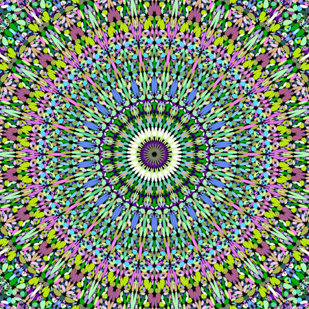 Colorful floral mosaic mandala background design - abstract vector ornamentのイラスト素材