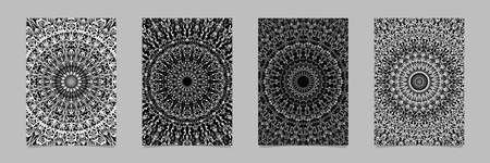 Grey botanical garden mandala pattern card background design template setの写真素材