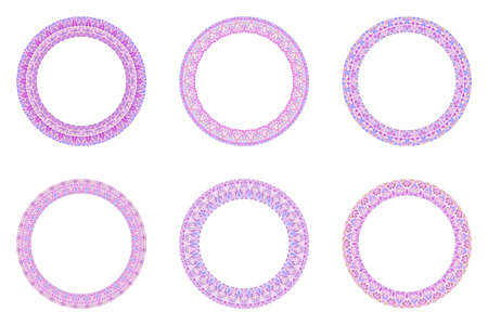 Geometrical mosaic border collection - circular polygonal round vector designs elementsのイラスト素材