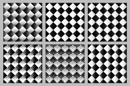 Geometrical seamless square pattern background set - abstract vector illustrationのイラスト素材