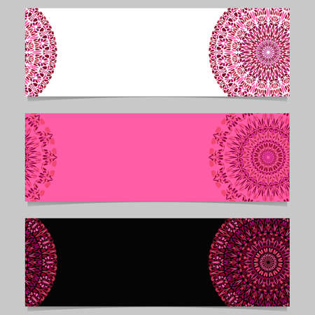 Abstract colorful horizontal floral mandala banner background setのイラスト素材