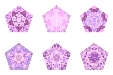 Isolated polygonal tiled mosaic pentagon polygon setのイラスト素材