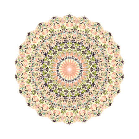 Colorful ornate triangle tile ornament mandala - abstract round vector art from mosaic trianglesのイラスト素材