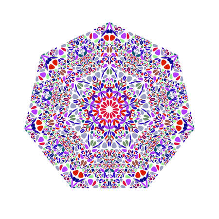 Ornate geometrical abstract colorful floral mosaic heptagon polygonのイラスト素材