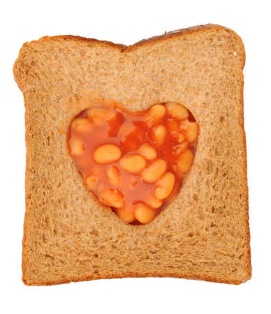 baked beans on toast heart shapeの写真素材