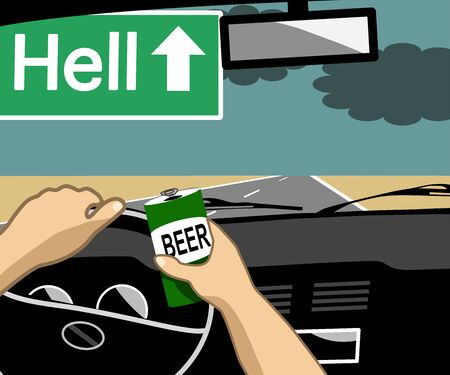 Drunk driving can cause accidents and can be fatal.のイラスト素材
