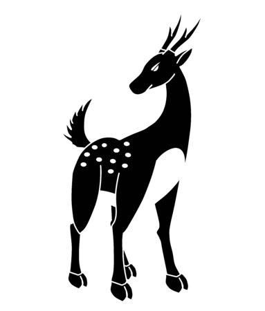 The picture of a black and white deerのイラスト素材
