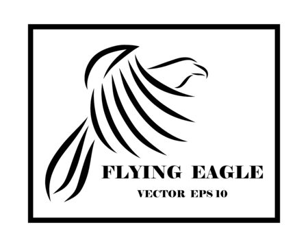 Line art vector logo of eagle that is flying. It surround by a square frame.のイラスト素材