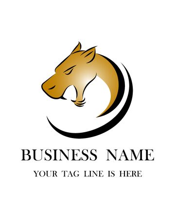 Black line logo of tiger head on a white background Enter brand name And the slogan belowのイラスト素材