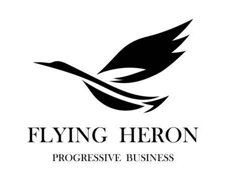 The abstract vector image of a flying heron is suitable for making logos or decorations.のイラスト素材