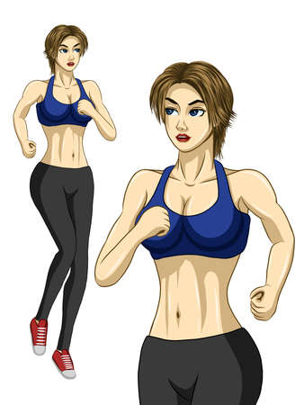 Vector illustration of a girl jogging.のイラスト素材