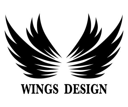 Black animal wing logo design vector illustration suitable for branding or symbol.のイラスト素材