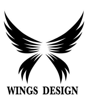 Black animal wing logo design vector illustration suitable for branding or symbol.のイラスト素材