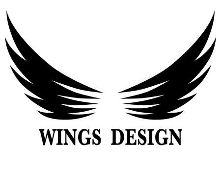 Black animal wing logo design vector illustration suitable for branding or symbol.のイラスト素材