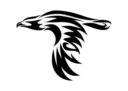 Line art vector of an eagle flying on whiteのイラスト素材