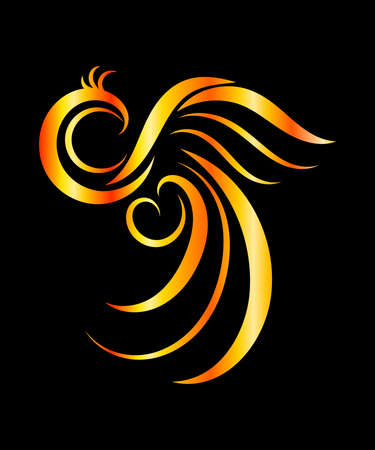 Phoenix vector illustration on blackのイラスト素材